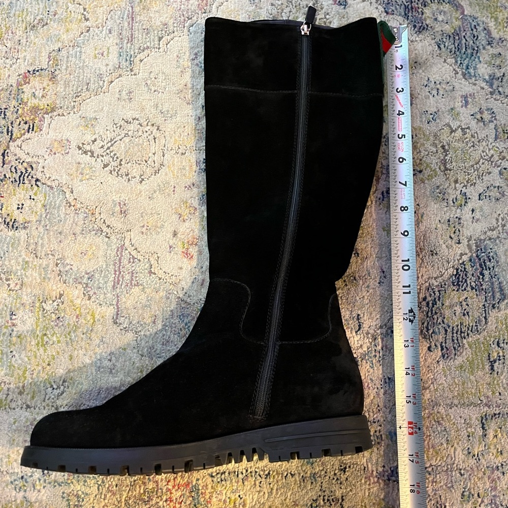 Gucci Meguro Black Suede Luxury Tall Winter Snow Zip Bike Riding Boot Size 10 - Picture 7 of 14